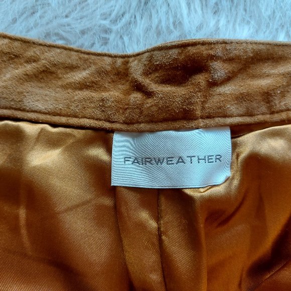 Fair Weather Women's Tan Genuine Suede Leather Wide Legs Boot Cut Pants Size: 10 - Picture 8 of 9